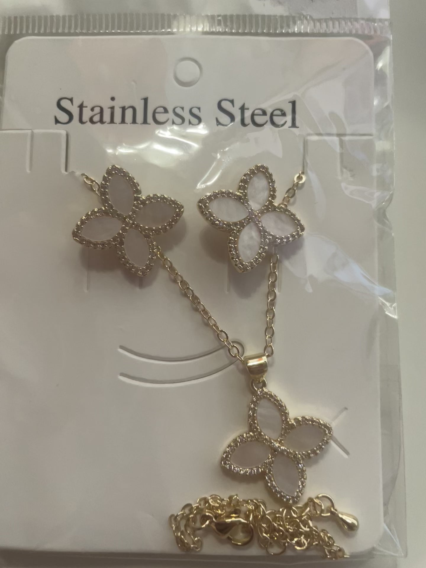 Stainless Steel - Set earrings and necklace